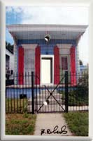 Shotgun House Blue Pink Shutters
